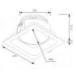 Foco Downlight LED Cuadrado Blanco empotrar 135x135mm 12W